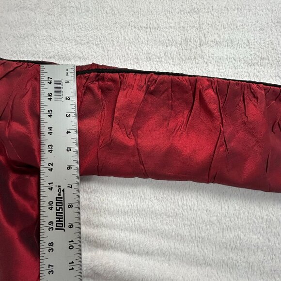 Anage Too Womens Red Silk Embroidered Blazer Jacket Medium Lined Two-Button - Picture 11 of 11